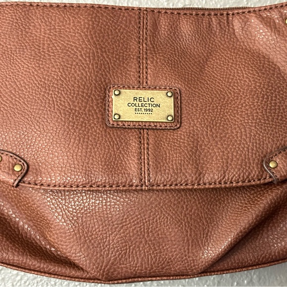 Rare Relic Vintage 1992 Brown Leather Handbag Purse - Adjustable Shoulder Strap - Picture 5 of 16